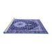 Sideview of Machine Washable Medallion Blue Traditional Rug, wshtr4324blu