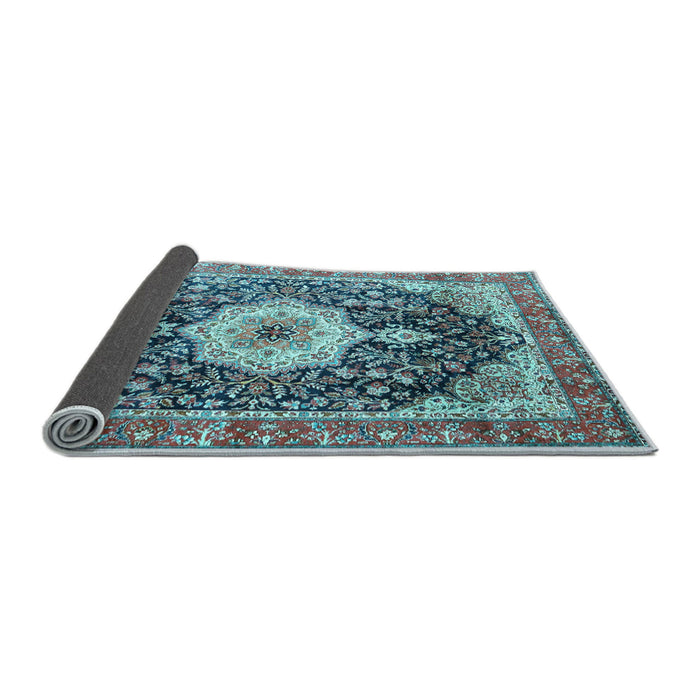 Sideview of Medallion Light Blue Traditional Rug, tr4324lblu