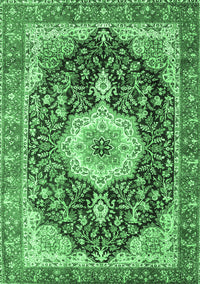 Medallion Emerald Green Traditional Rug, tr4324emgrn