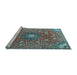 Sideview of Machine Washable Medallion Light Blue Traditional Rug, wshtr4325lblu