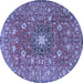 Round Medallion Blue Traditional Rug, tr4325blu