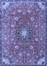 Machine Washable Medallion Blue Traditional Rug, wshtr4325blu