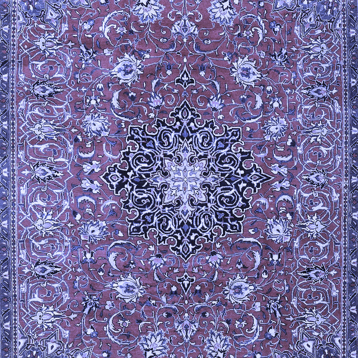 Machine Washable Medallion Blue Traditional Rug, wshtr4325blu