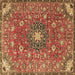 Square Machine Washable Medallion Brown Traditional Rug, wshtr4325brn