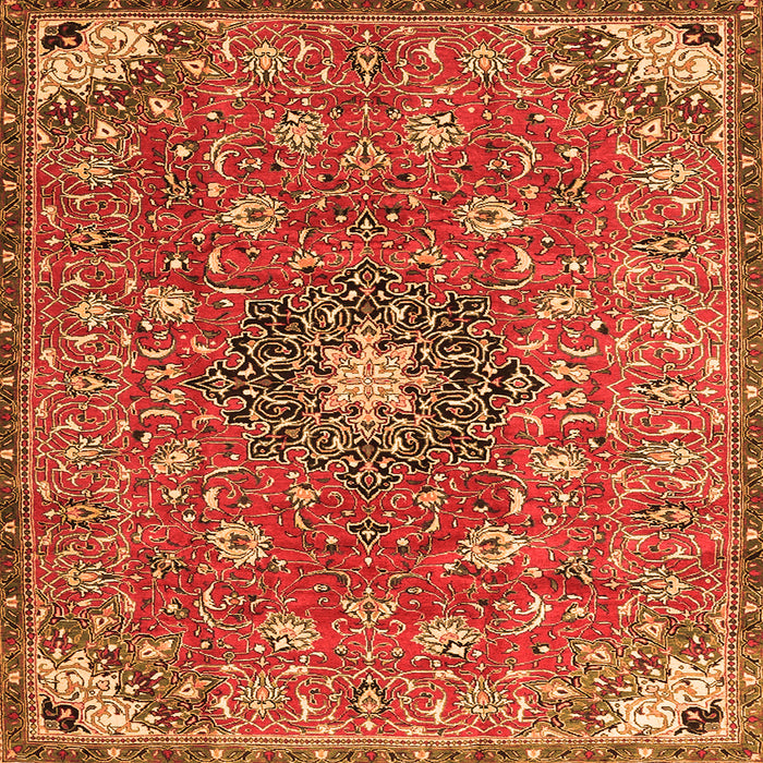 Serging Thickness of Medallion Orange Traditional Rug, tr4325org