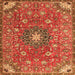 Serging Thickness of Medallion Orange Traditional Rug, tr4325org