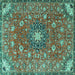 Square Medallion Turquoise Traditional Rug, tr4325turq