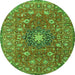 Square Medallion Green Traditional Rug, tr4325grn