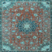 Square Medallion Light Blue Traditional Rug, tr4325lblu