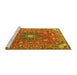 Sideview of Machine Washable Medallion Yellow Traditional Rug, wshtr4325yw