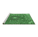 Sideview of Machine Washable Medallion Emerald Green Traditional Area Rugs, wshtr4325emgrn