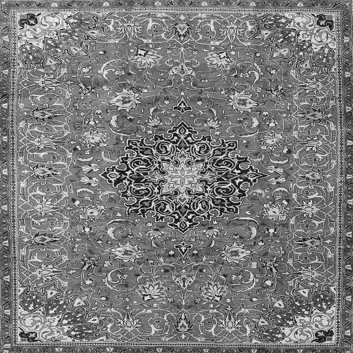 Round Machine Washable Medallion Gray Traditional Rug, wshtr4325gry