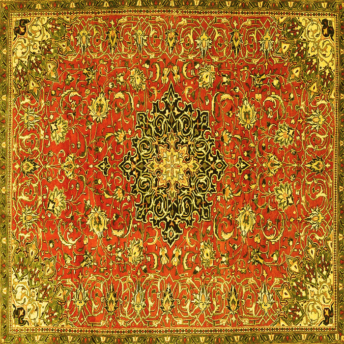 Square Medallion Yellow Traditional Rug, tr4325yw