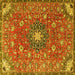 Square Medallion Yellow Traditional Rug, tr4325yw