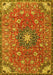 Machine Washable Medallion Yellow Traditional Rug, wshtr4325yw