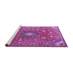 Sideview of Machine Washable Medallion Purple Traditional Area Rugs, wshtr4325pur