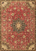 Machine Washable Medallion Brown Traditional Rug, wshtr4325brn