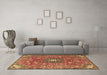 Machine Washable Medallion Brown Traditional Rug in a Living Room,, wshtr4325brn