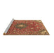 Sideview of Machine Washable Medallion Brown Traditional Rug, wshtr4325brn