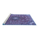 Sideview of Machine Washable Medallion Blue Traditional Rug, wshtr4325blu