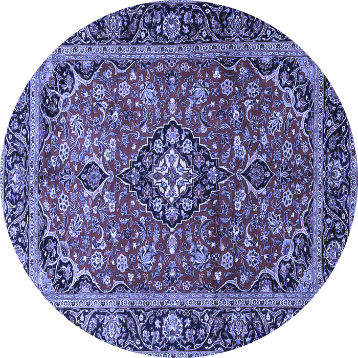 Round Medallion Blue Traditional Rug, tr4326blu