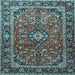 Square Medallion Light Blue Traditional Rug, tr4326lblu