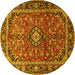 Round Medallion Yellow Traditional Rug, tr4326yw