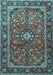 Medallion Light Blue Traditional Rug, tr4326lblu