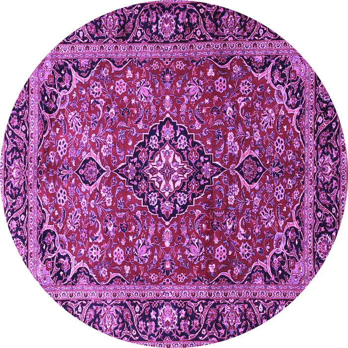 Round Medallion Purple Traditional Rug, tr4326pur