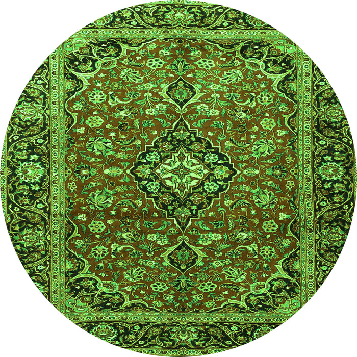 Machine Washable Medallion Green Traditional Area Rugs, wshtr4326grn