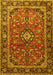 Machine Washable Medallion Yellow Traditional Rug, wshtr4326yw