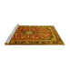 Sideview of Machine Washable Medallion Yellow Traditional Rug, wshtr4326yw