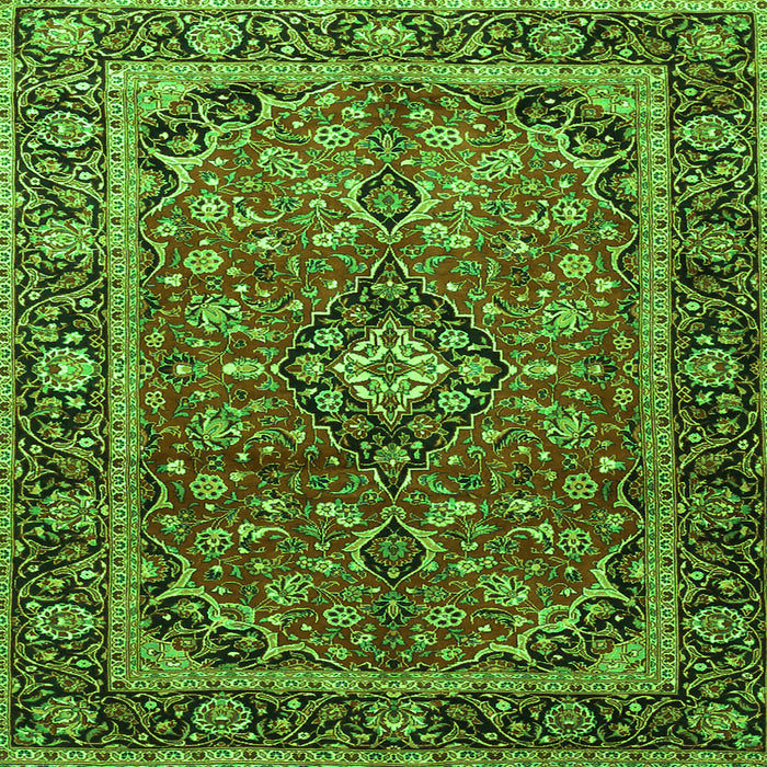 Serging Thickness of Medallion Green Traditional Rug, tr4326grn