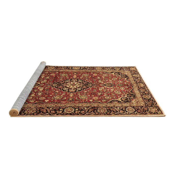 Sideview of Machine Washable Medallion Brown Traditional Rug, wshtr4326brn