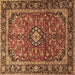 Square Medallion Brown Traditional Rug, tr4326brn