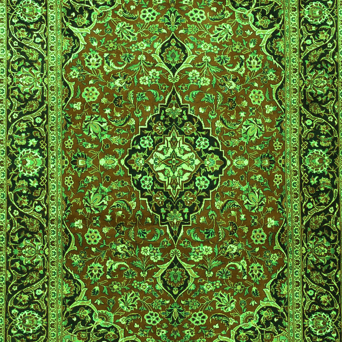 Serging Thickness of Machine Washable Medallion Green Traditional Area Rugs, wshtr4326grn