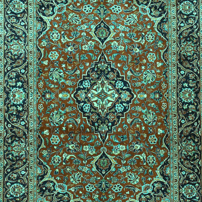 Machine Washable Medallion Turquoise Traditional Area Rugs, wshtr4326turq