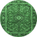 Round Medallion Emerald Green Traditional Rug, tr4326emgrn