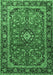 Machine Washable Medallion Emerald Green Traditional Area Rugs, wshtr4326emgrn