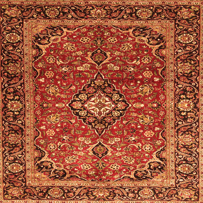 Serging Thickness of Medallion Orange Traditional Rug, tr4326org