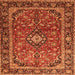 Serging Thickness of Medallion Orange Traditional Rug, tr4326org