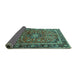 Sideview of Medallion Turquoise Traditional Rug, tr4326turq