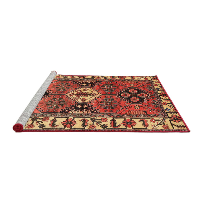 Sideview of Machine Washable Traditional Tomato Red Rug, wshtr4327