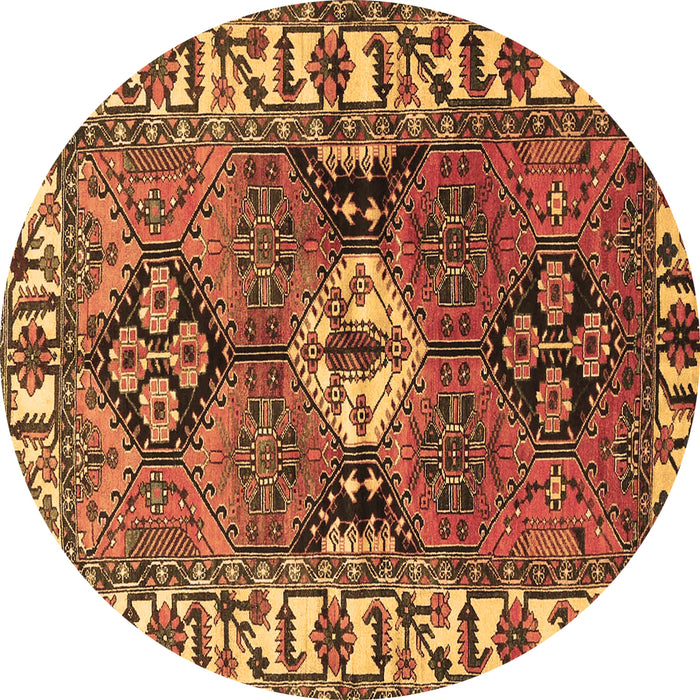 Round Persian Brown Traditional Rug, tr4327brn