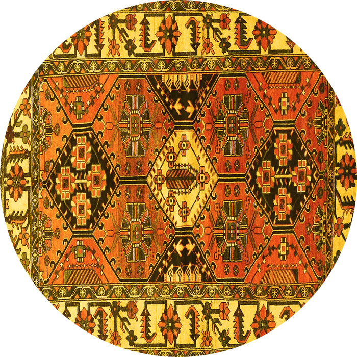 Round Persian Yellow Traditional Rug, tr4327yw