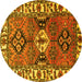 Round Persian Yellow Traditional Rug, tr4327yw
