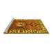 Sideview of Machine Washable Persian Yellow Traditional Rug, wshtr4327yw