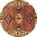 Round Machine Washable Persian Brown Traditional Rug, wshtr4327brn