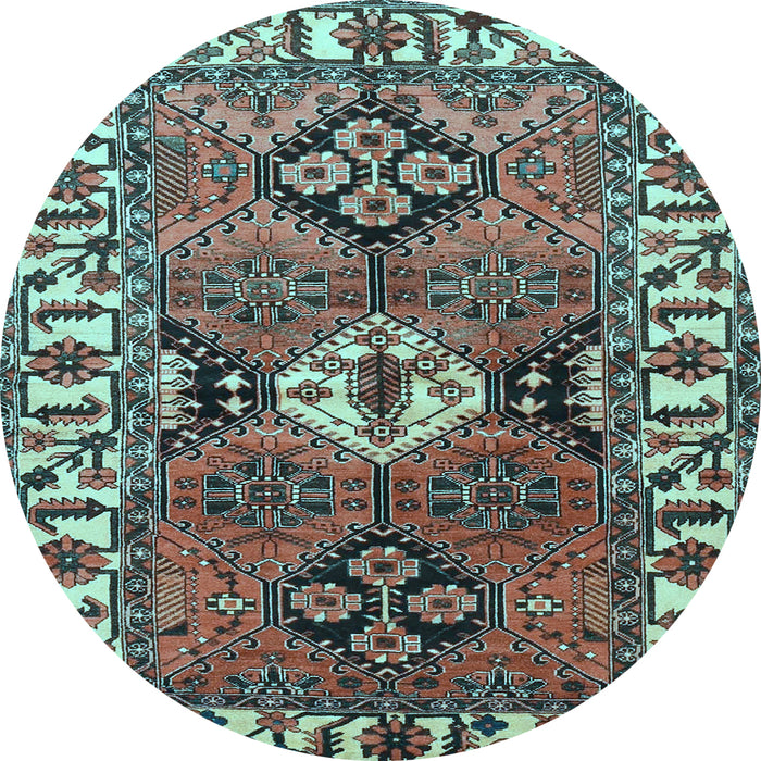 Round Machine Washable Persian Light Blue Traditional Rug, wshtr4327lblu