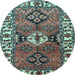 Round Machine Washable Persian Light Blue Traditional Rug, wshtr4327lblu